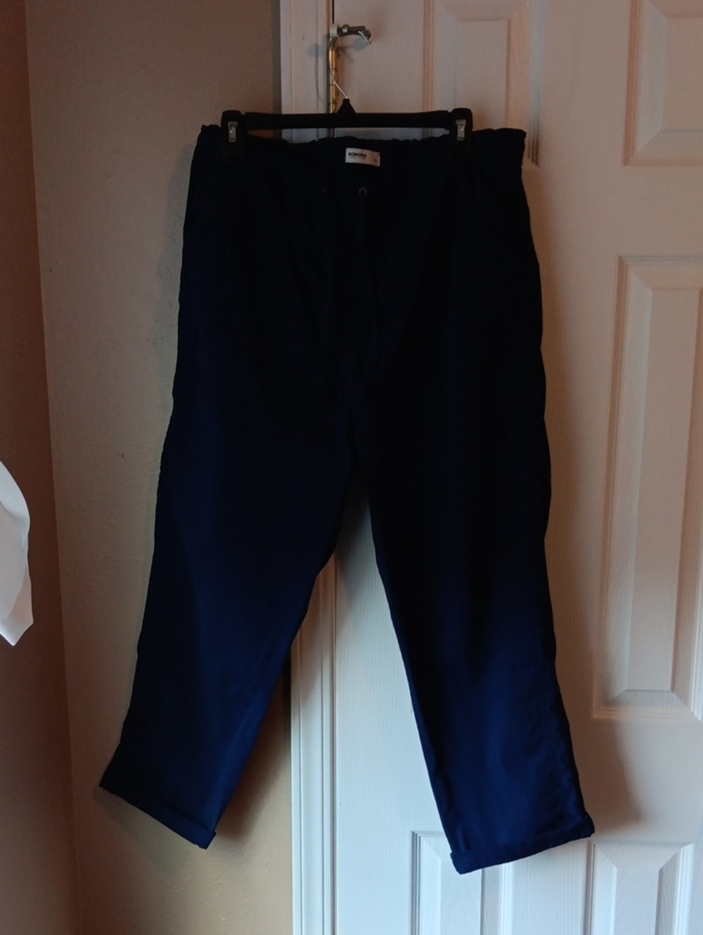 Sonoma Navy Blue Women's Cropped Paperbag Tie Waight Navy Blue Pants